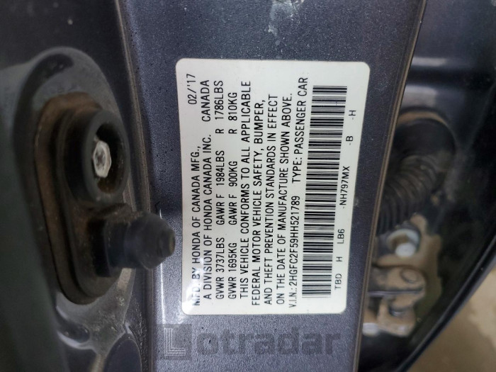 Honda Civic 2017 VIN 2HGFC2F59HH521789