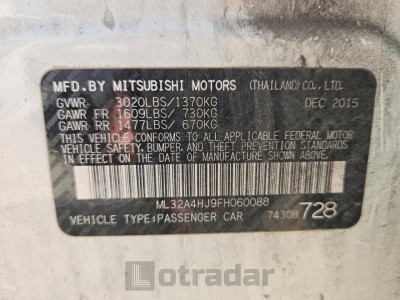 Mitsubishi Mirage 2015 VIN ML32A4HJ9FH060088