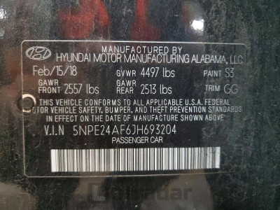 Hyundai Sonata 2018 5NPE24AF6JH693204